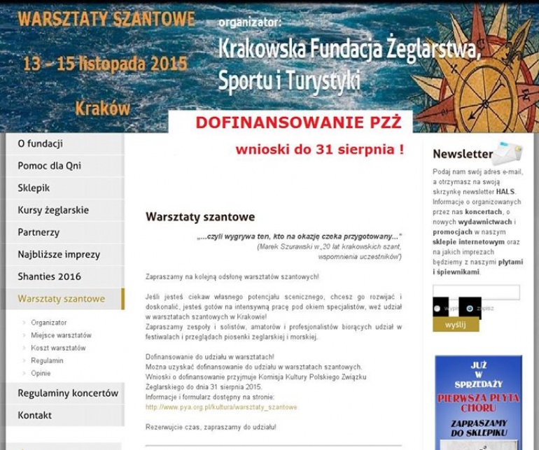 WARSZTATY SZANTOWE w Krakowie!