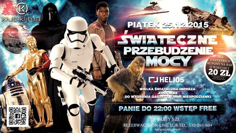 Świąteczne Przebudzenie MOCY ★ Do wygrania gadżety Star Wars, Bilety do kina HELIOS ★ Panie 22:00 WSTĘP FREE ★ 17+ ★