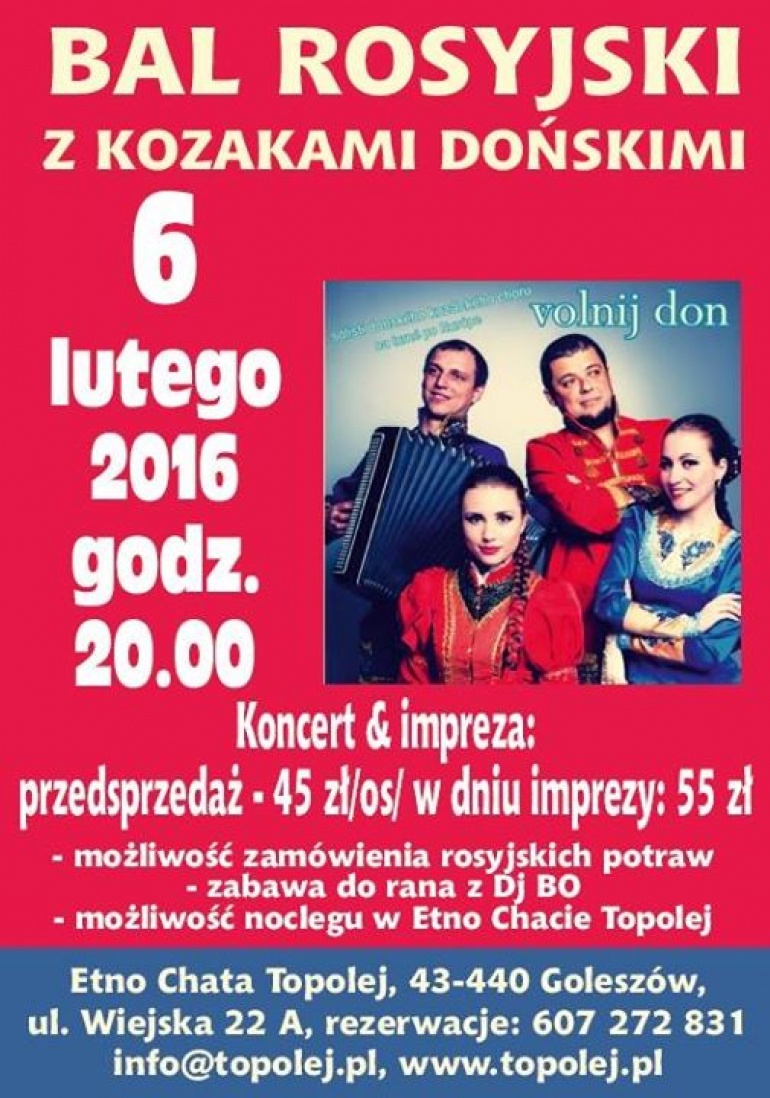 BAL ROSYJSKI Z KOZAKAMI w Etno Chacie Topolej