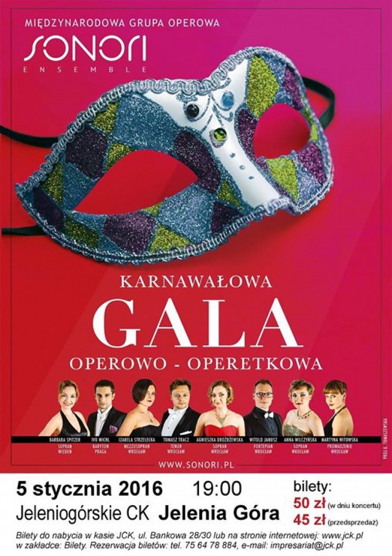 Karnawałowa Gala Operowo Operetkowa SONORI w Jeleniogórskim Centrum Kultury