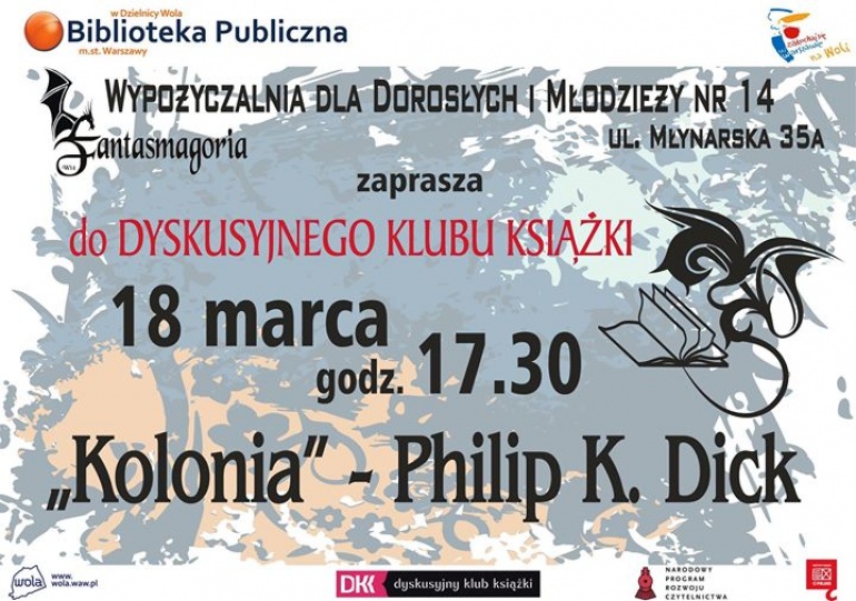 Kolonia" Philip K. Dick - spotkanie Dyskusyjnego Klubu Książki