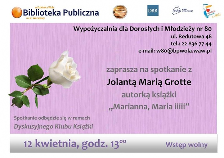 Spotkanie autorskie z Joanną Marią Grotte