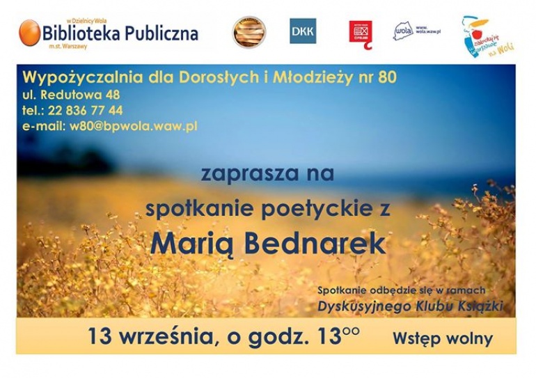Spotkanie poetyckie z Marią Bednarek