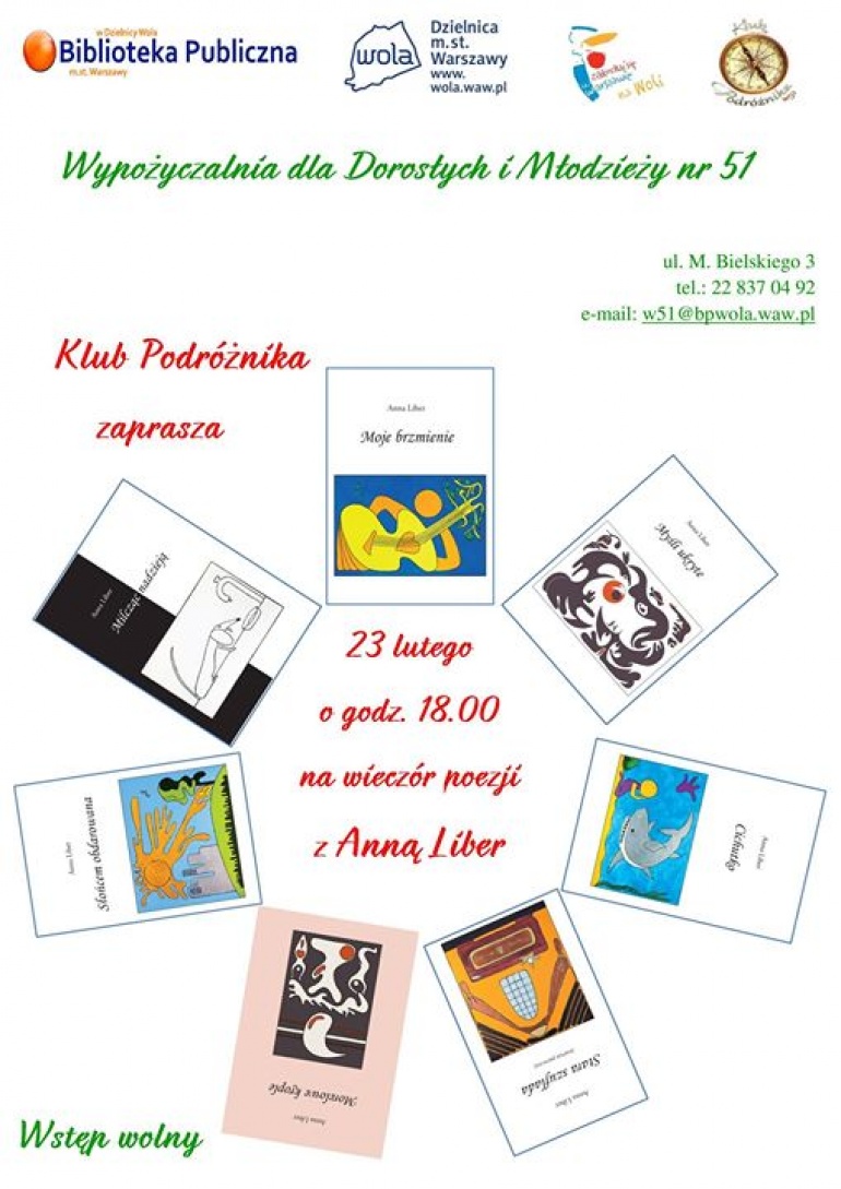 Spotkanie z poetką Anną Liber w Klubie Podróżnika