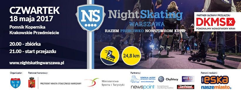 Wszystkich miłośników rolek i wrotek zapraszamy na drugi w tym sezonie Nightskating Warszawa, czyli największy przejazd na rolkach i wrotkach ulicami miasta.
