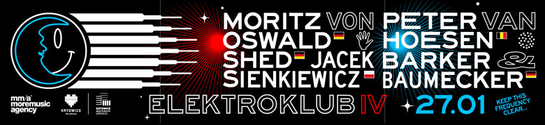Już 27 stycznia czołówka artystów berlińskiej sceny techno wraz z mocnym polskim wsparciem zawładnie katowickim MCK! Po raz kolejny zjawiskowa sala Międzynarodowego Centrum Kongresowego zamieni się w miejsce zakrzywienia czasoprzestrzeni. Ścieżkę dźwiękową do dalekich lotów zapewnią Moritz von Oswald, Shed, Barker & Baumecker, Peter Van Hoesen oraz Jacek Sienkiewicz. Tradycyjnie nie zabraknie również hipnotycznych iluminacji i doskonałego dźwięku.
